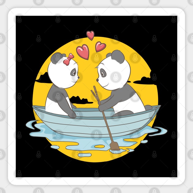 Panda Couple In Boat Magnet by Mako Design 